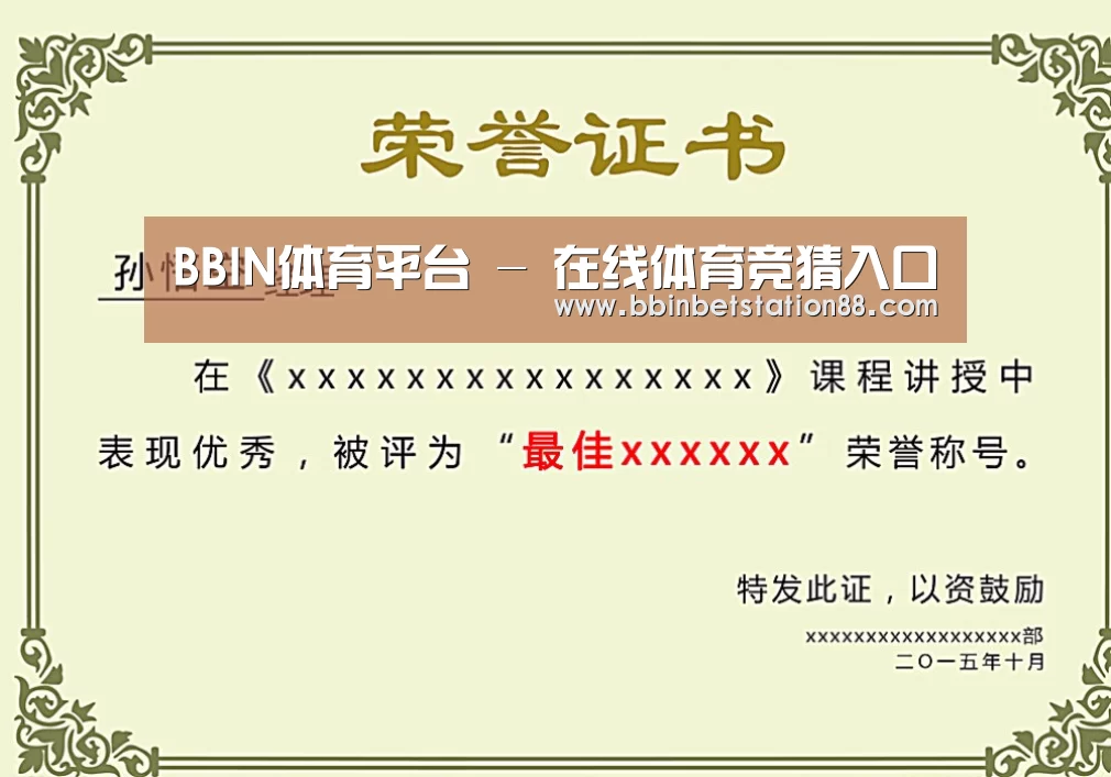 BBIN地址荣誉证书二(图1)